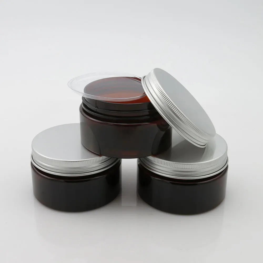 30 шт./лот 100 г Янтарная пластиковая банка для крема с внутренним уплотнением и