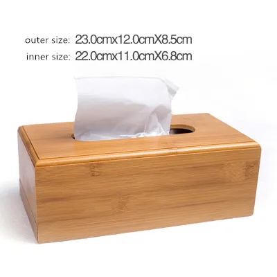 

Modern Style Bamboo Square Tissue Box Creative Seat Type Roll Paper Tissue Canister Eco-Friendly Wood Table Decor