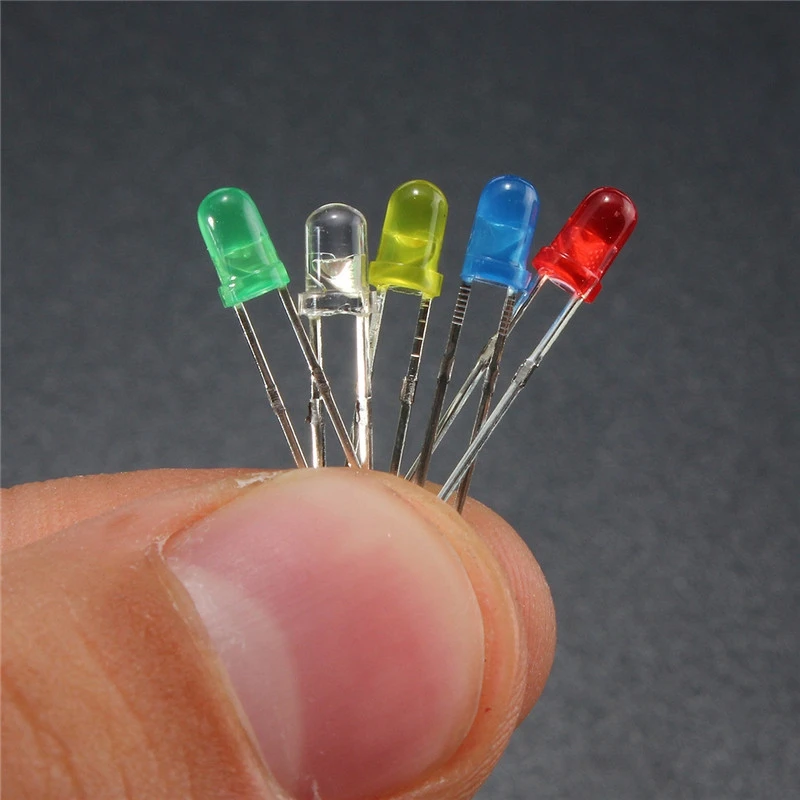 100 шт./лот 3 мм светодиодные лампы набор круглый Топ 5 видов цветов рассеянный