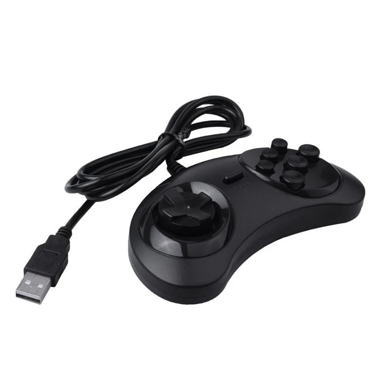 Gamepad Wired 6-Key Usb Game Controller Joypad For Sega Genesis / Md Pc 2 Y1301 Mac Mega Drive Black Plastic | Электроника