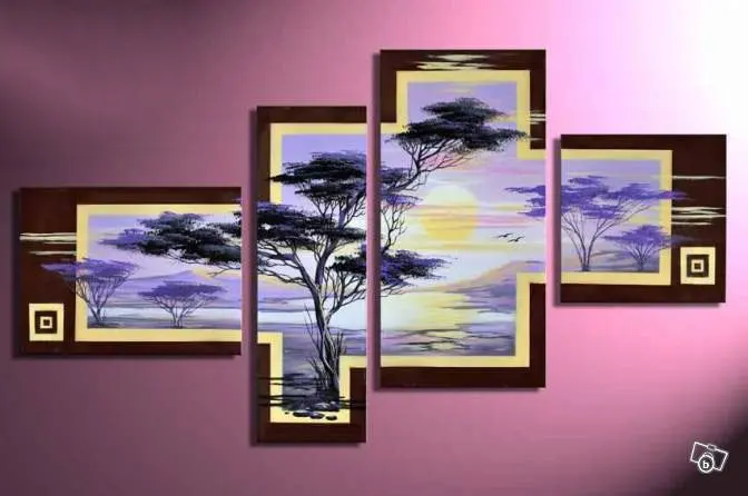 

Warm color forest home decor hand-painted wall art abstract oil painting scenery free shipping