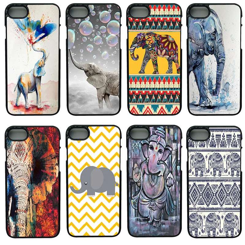 Cute Interesting Elephant Drawing Phone Case Anti-knock Black protect Shell Plastic Hard for iphone 8 7 6 6S PLUS X 5S 5 SE |