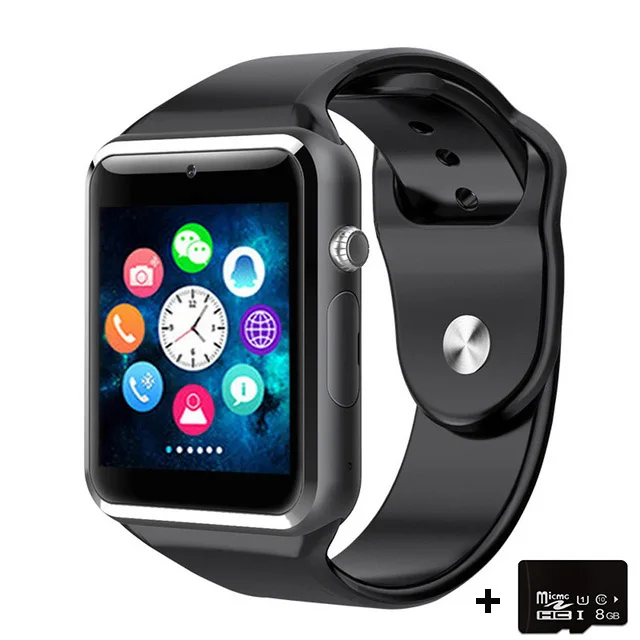Black with TF card Bluetooth Смарт часы спортивные Шагомер с sim-камерой фитнес-трекер GSM reloj мужские умные часы для Android Apple Ios - Цвет: Black with TF card