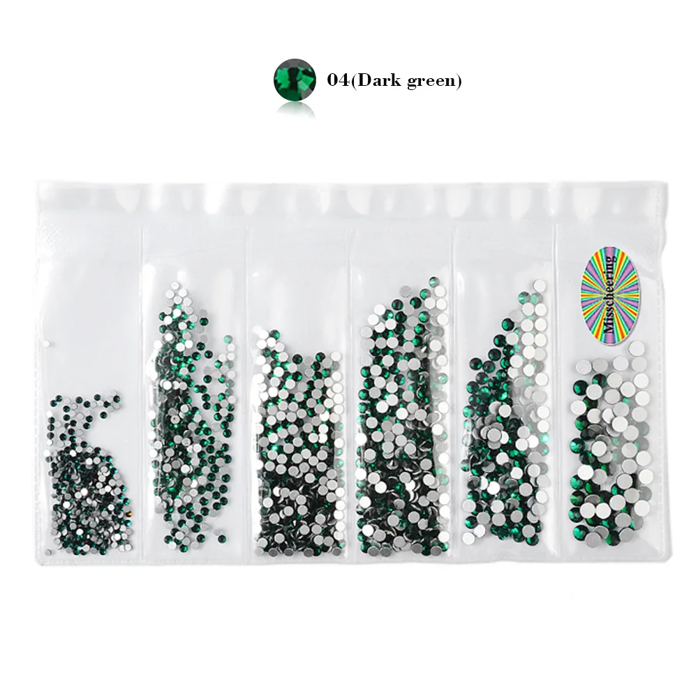 Dark green 1440 шт опал прозрачный арт для ногтей очаровательные стразы стекло с плоским основанием, не патч смешанный размер 3d DIY украшения для ногтей стикер украшения - Цвет: Dark green