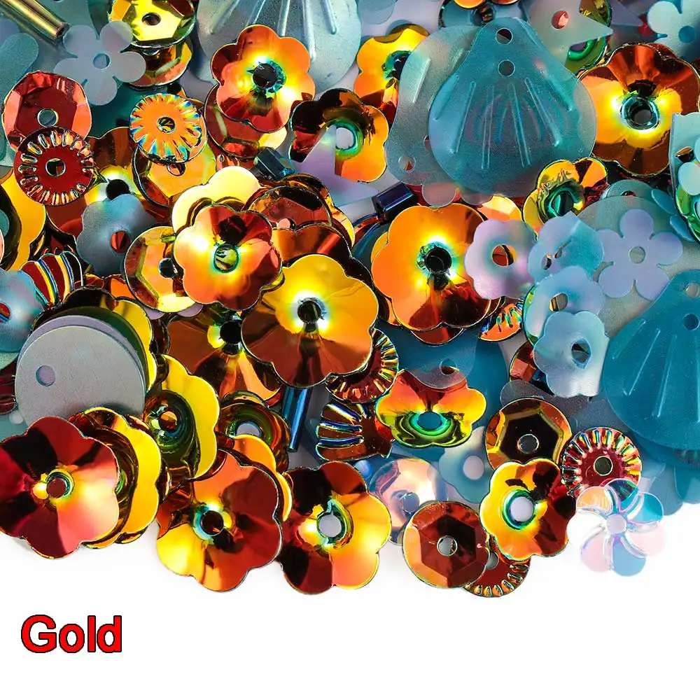 gold Мода Сделай Сам блестки ремесло микс Звезда цветок оболочка лист формы шитье блестка жемчуг стеклянный бисер DIY Одежда швейная ткань - Цвет: gold
