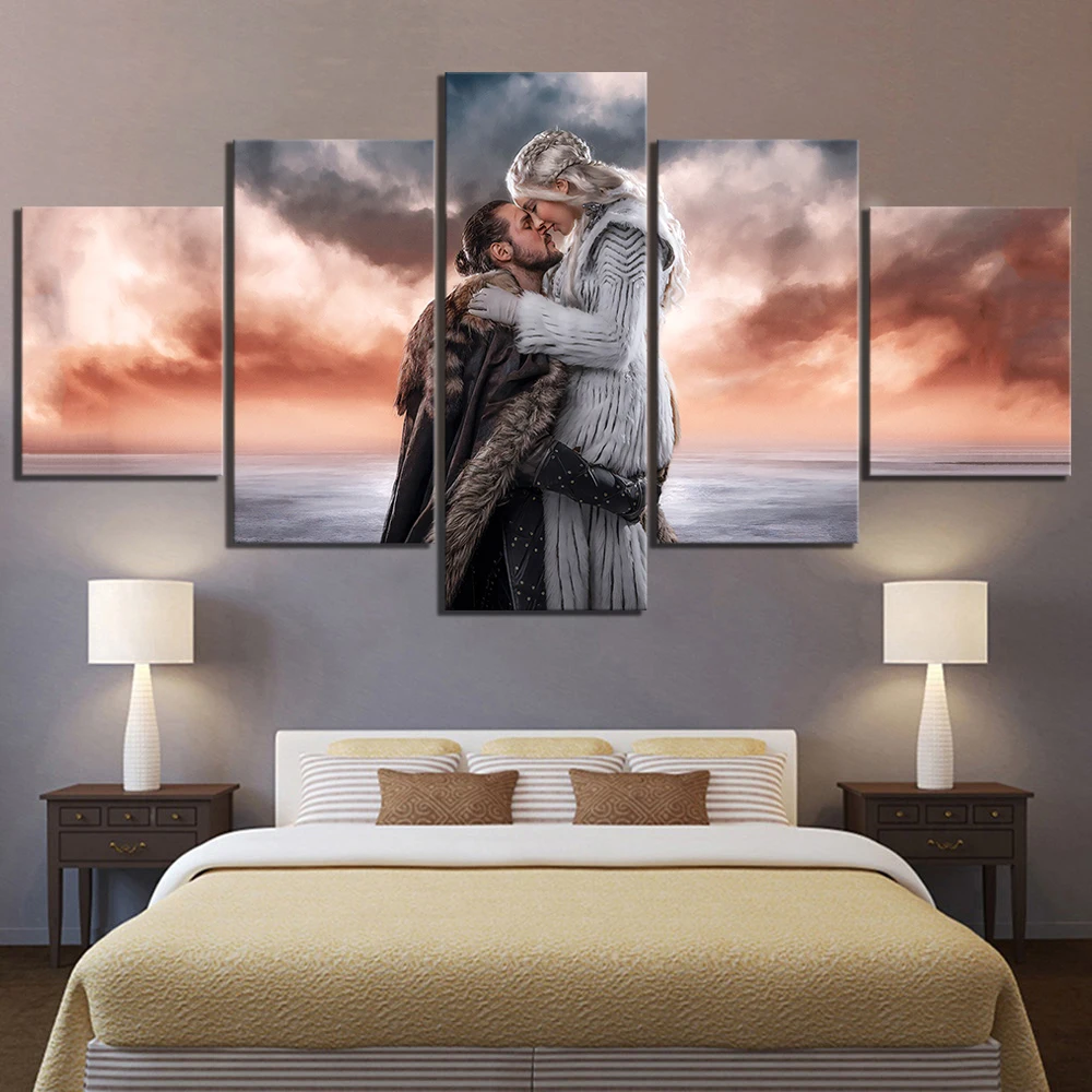 5 шт. Jon Snow and Khalessi Love косплей картинки Игра престолов кино постер холст картины