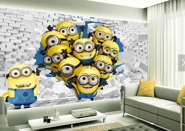 

Пользовательские анимационные обои. Много маленьких желтых людей для детской комнаты, гостиной, спальни, фон, водонепроницаемые обои