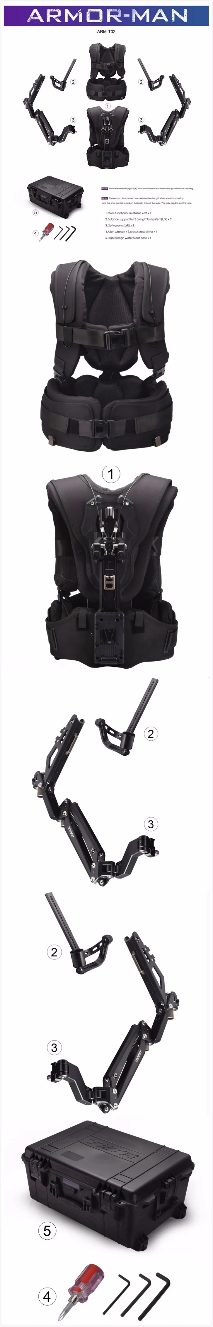 TILTA MAX ARMOR-MAN Ultimate Steadicam Steaycam Gimbal Поддержка нагрузки 11,3 кг жилет+ рука+ чехол