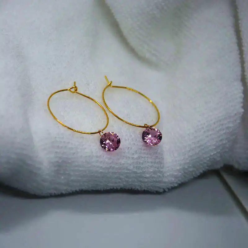 Серьги-кольца женские круглые с фианитами модные ювелирные украшения для ушей