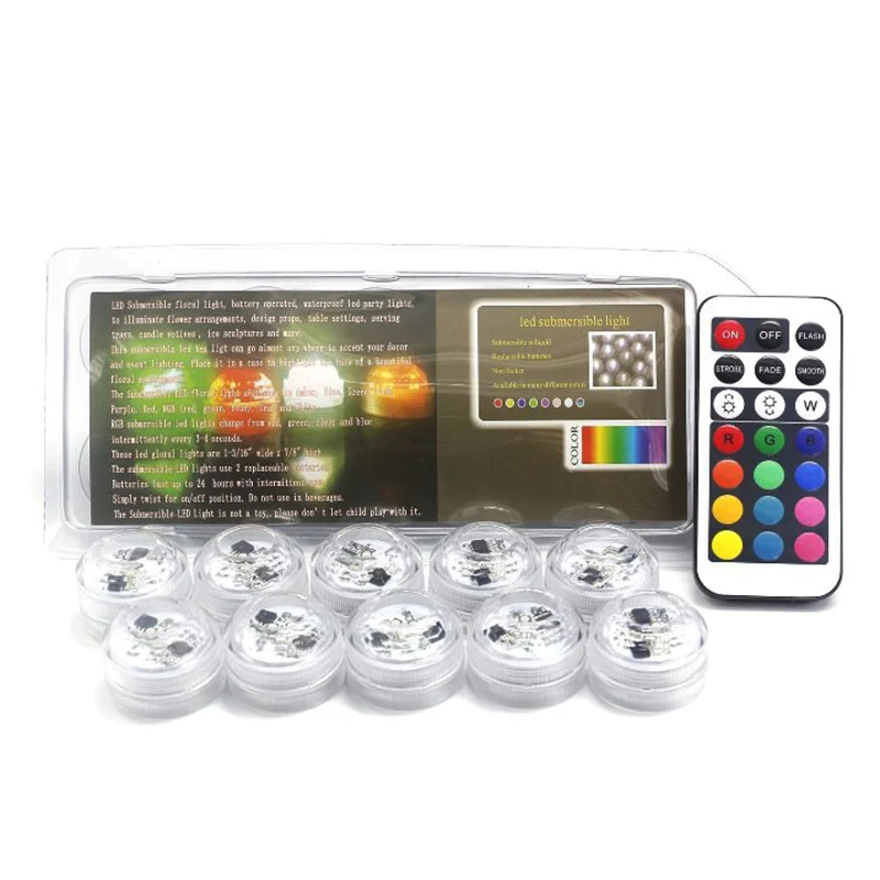Кнопка Батарея дистанционного водонепроницаемый RGB погружной светодиодный фонарь для использования под водой использовать ночную лампу для вазы аквариум вечерние Декор бассейна