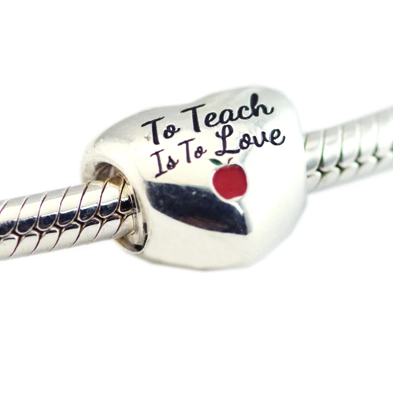 CKK Silver 925 Jewelry Fits Pandora Bracelets To Teach is to Love Charm Original Sterling Beads | Украшения и аксессуары