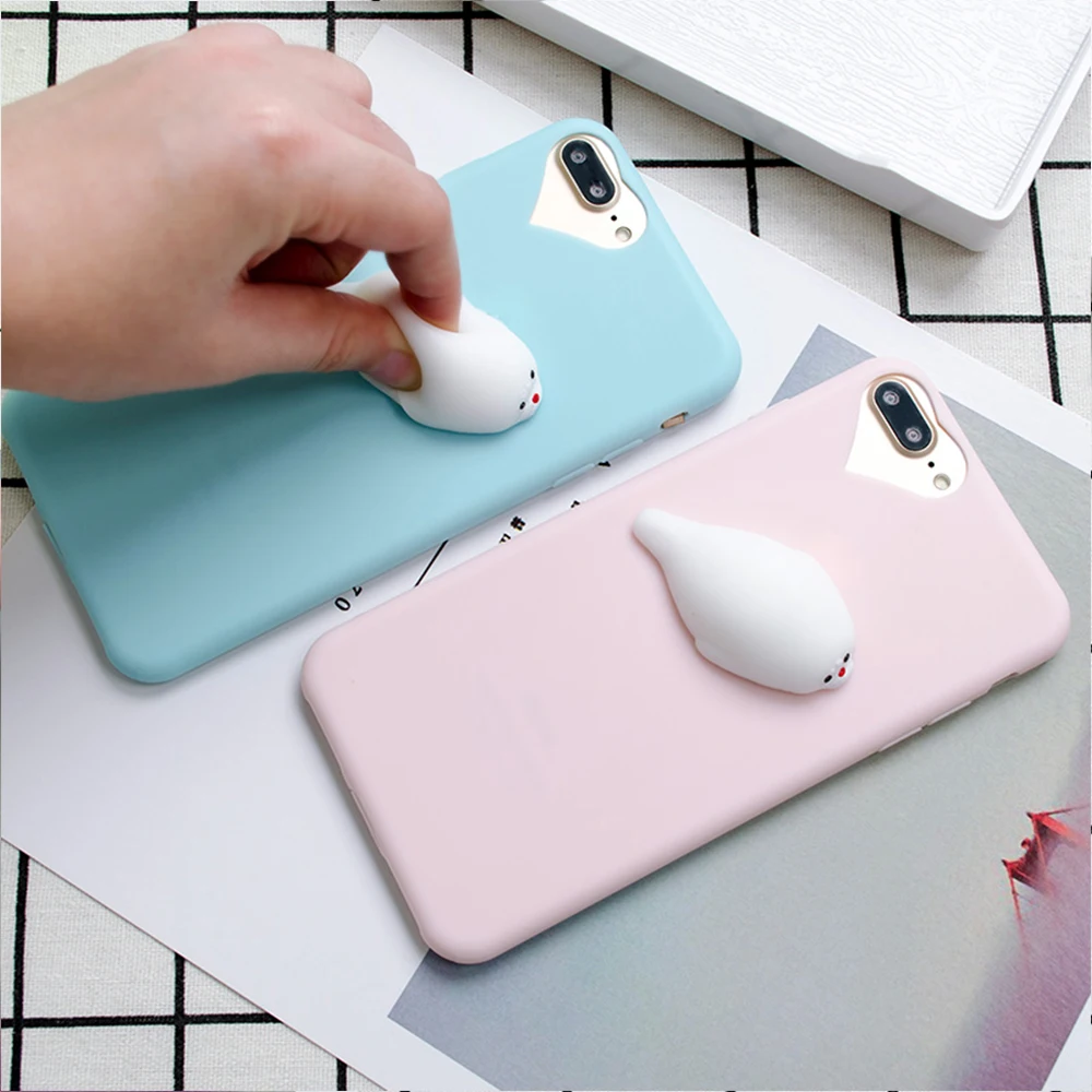 KISSCASE Cute 3D Squishy Doll Cass For iPhone 7 8 6 6S Plus 5 5S SE Cat Seal Phone Cover Silicon Accessories |