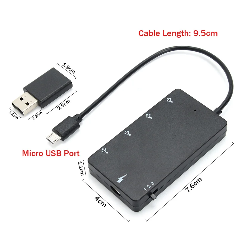 LEORY, 1 комплект, микро USB OTG, 4 порта, концентратор, Кабель-адаптер для зарядки, для смартфона, планшета, высокая скорость, для iPhone, для телефона huawei