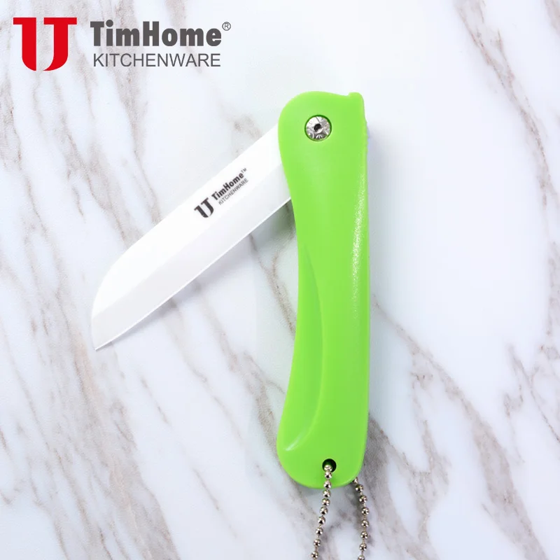 Timhome 3," дюймовый кемпинг складной Керамика Ножи складной Ножи для путешествий - Цвет: Green