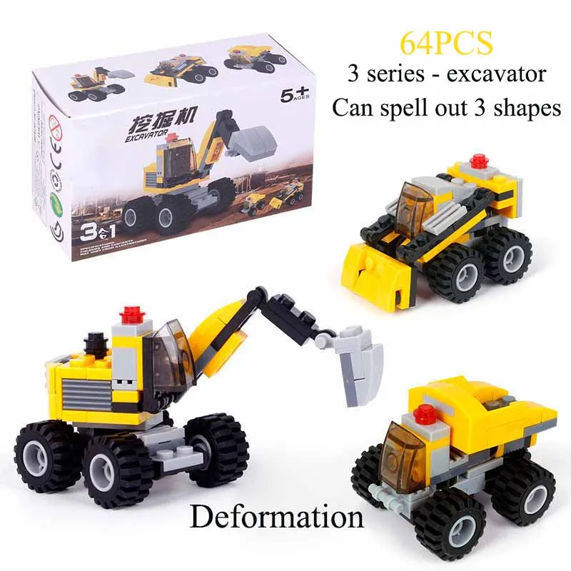 YINGELON Transport Toy Building Blocks Plastic Helicopter Excavator Block Educational legoeINGlys Figures Toys for Children | Игрушки и