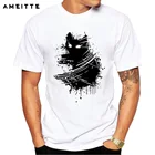 Креативная футболка с рисунком кошки, летняя мужская повседневная футболка с принтом черного кота, модные удобные мужские топы