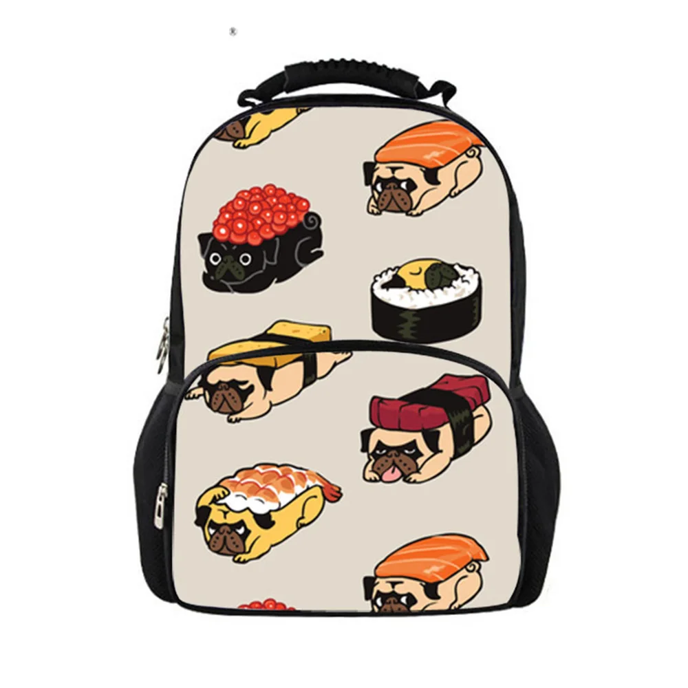 Школьные ранцы для девочек с принтом милого мопса рюкзаки учеников младших