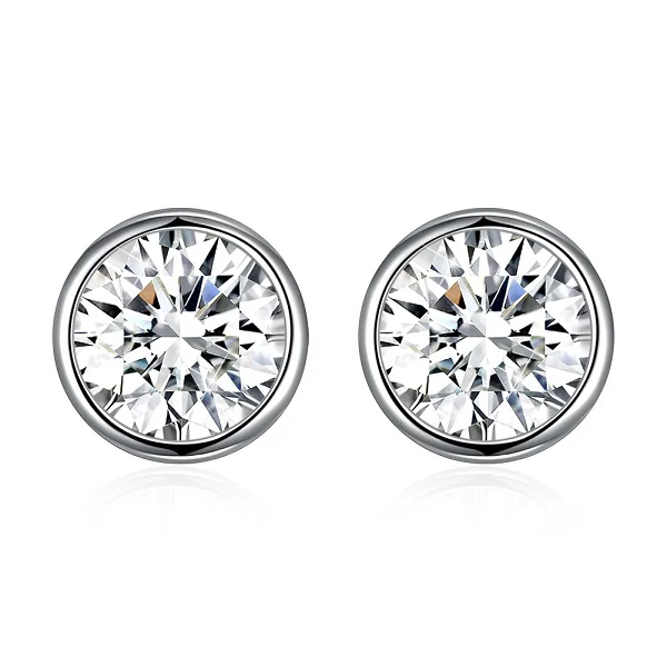Серьги-гвоздики LEKANI с кристаллами Swarovski, 925 пробы, серебряные, круглые серьги-гвоздики, женские красные, черные, синие, зеленые, фиолетовые серьги - Цвет камня: SVE314-7