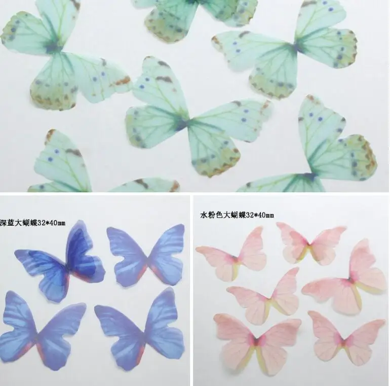 XCDIY 100pcs Transparent Gauze Yarn Butterfly cloth butterfly Charm Pendant DIY Earring accessories Jewelry Finding | Украшения и