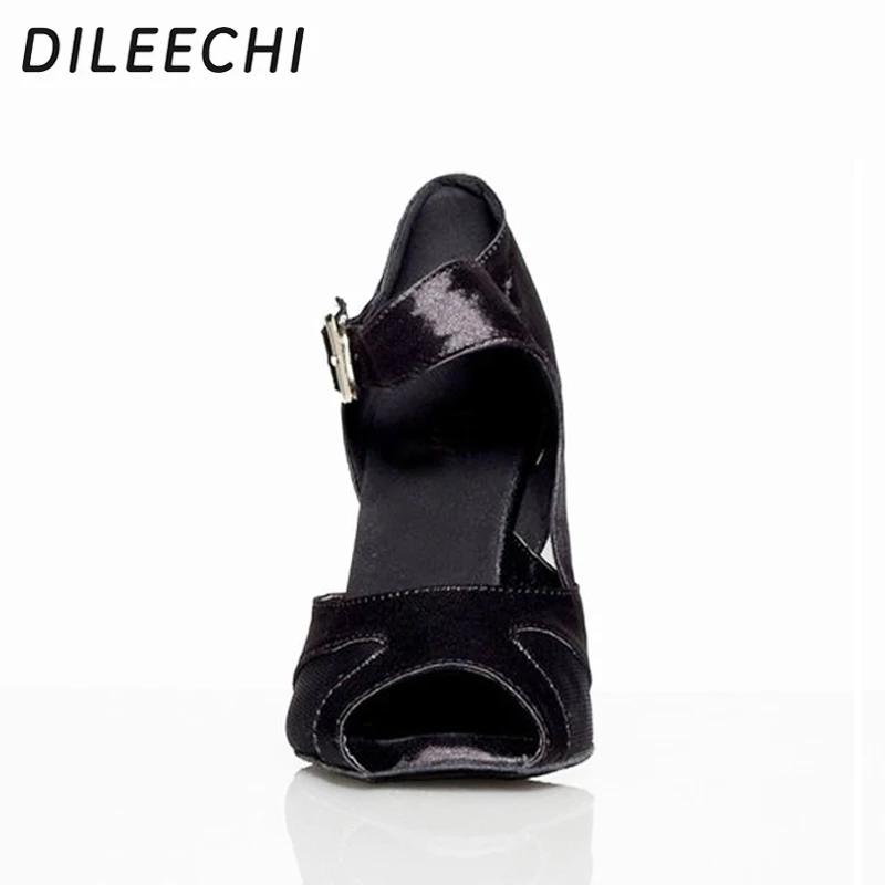 Обувь для латинских танцев DILEECHI черная сетчатая женская обувь винного и красного