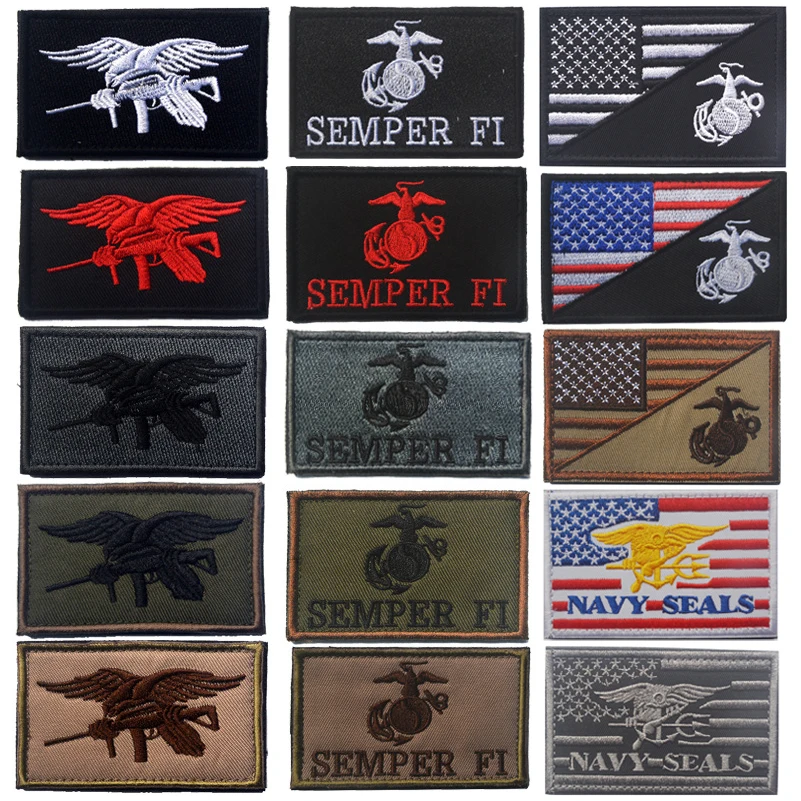 Вышитая нашивка морские котики тактическая застежка на липучке U. S. Военные