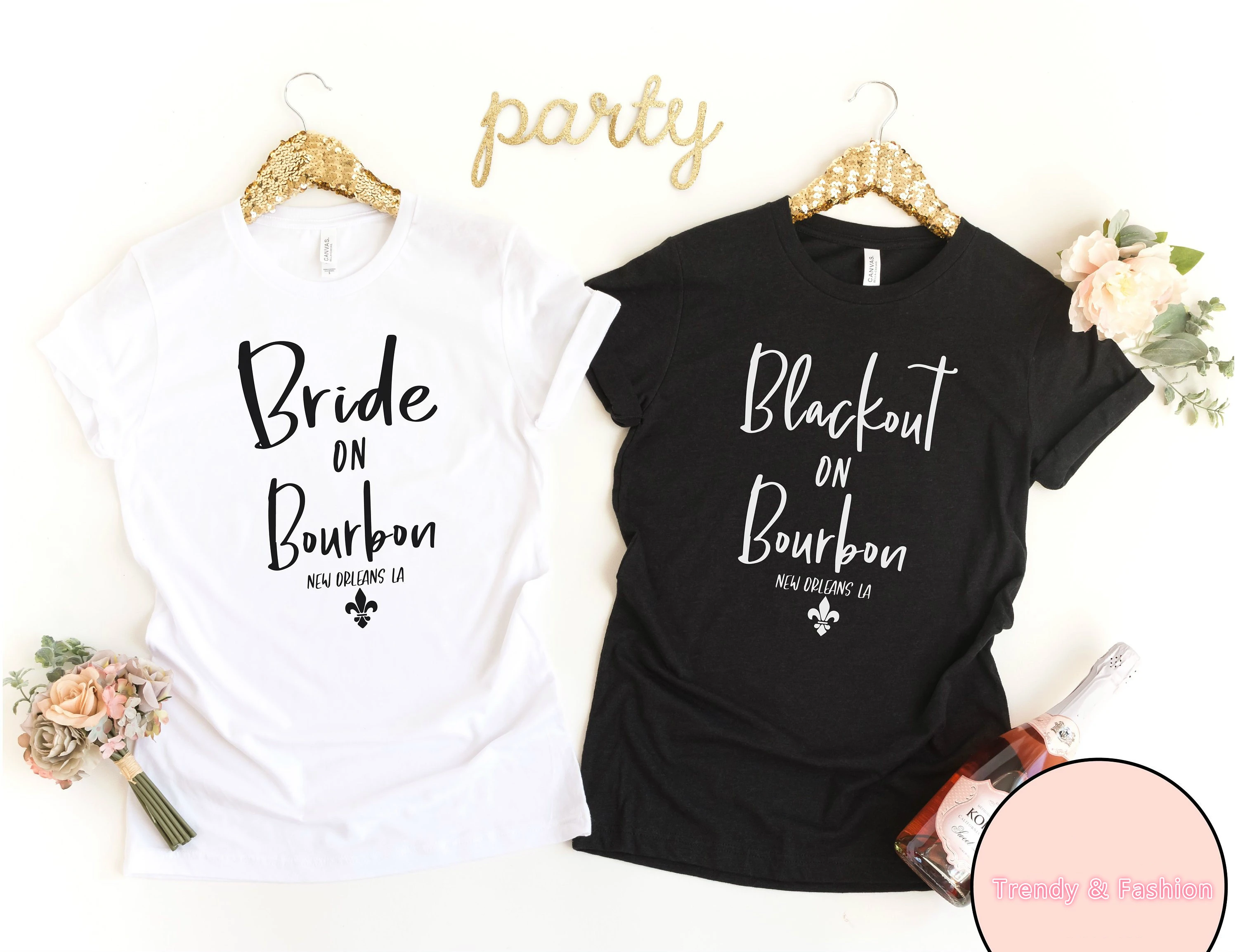 

Women Bachelorette Party Shirts Bourbon Street Blackout on Bourbon Bachelorette Shirt Matching Tees Bride to be shirt