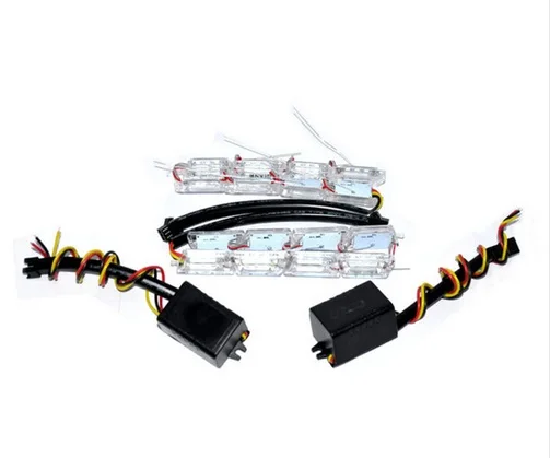 8PCS LED 25-43CM 2 предмета в комплекте, для Fiat Punto 500 Stilo Bravo Гранд пунто Настольный теннис Палио авто светодиодный Rider полосы светильник для головной светильник белый+ желтый сигнал поворота светильник s - Испускаемый цвет: 8PCS LED 25-43CM