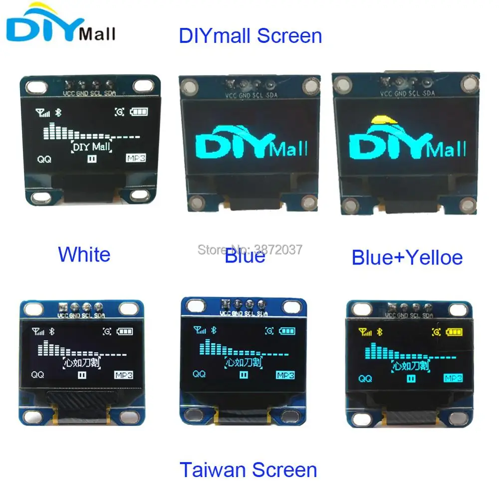 10 шт./лот DIYmall 0 96 дюйма OLED дисплей модуль ЖК экран 128X64 I2C IIC Serial SSD1306 для Arduino 51 MSP420