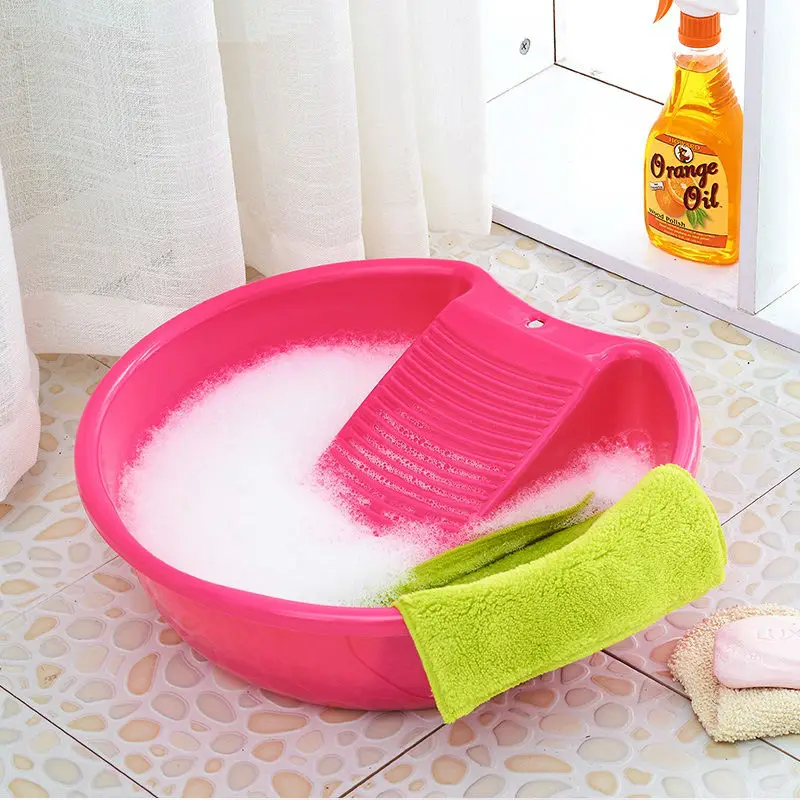

Plastic washtub laundry tub belt sudsy washboard basin Large basin syncronisation three-color