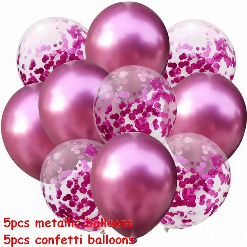 metallic set 8 10 шт 10 дюймов металлические цвета латексные воздушные шары с конфетти надувной шар для дня рождения свадьбы - Цвет: metallic set 8