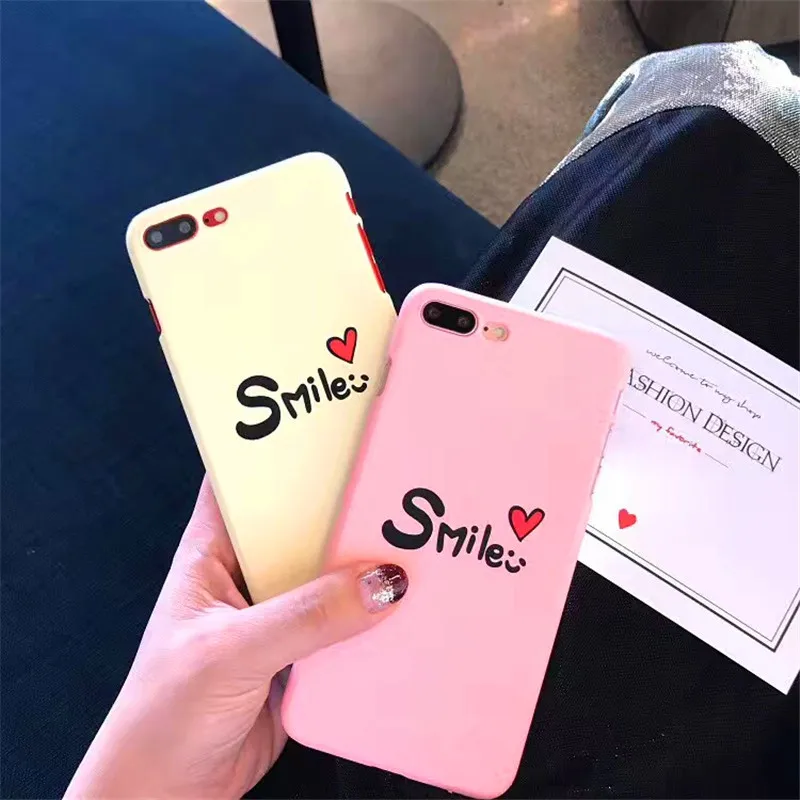Ультра тонкий корпус для iphone 8 7 6 6S плюс модные забавные письмо улыбка Телефон