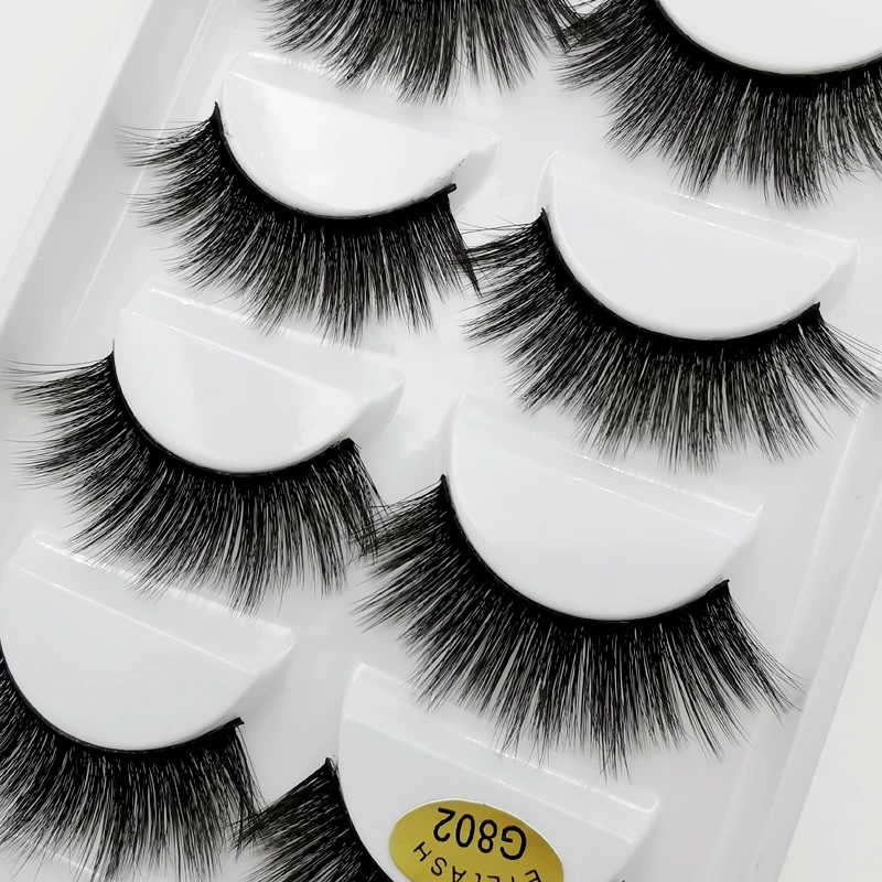 SHIDISHANGPIN 5pairs mink eyelashes natural long false strip 3d lashes make up fake eye extension cilio | Красота и здоровье