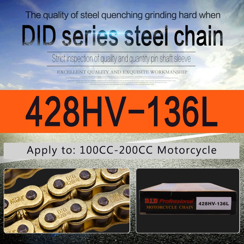 428 Chain 136 Links Уплотнительное кольцо DID 525 VX 120 L звено цепи для универсального Dirt Bike ATV Quad MX Enduro мотокросса внедорожный мотоцикл - Цвет: 428 Chain 136 Links