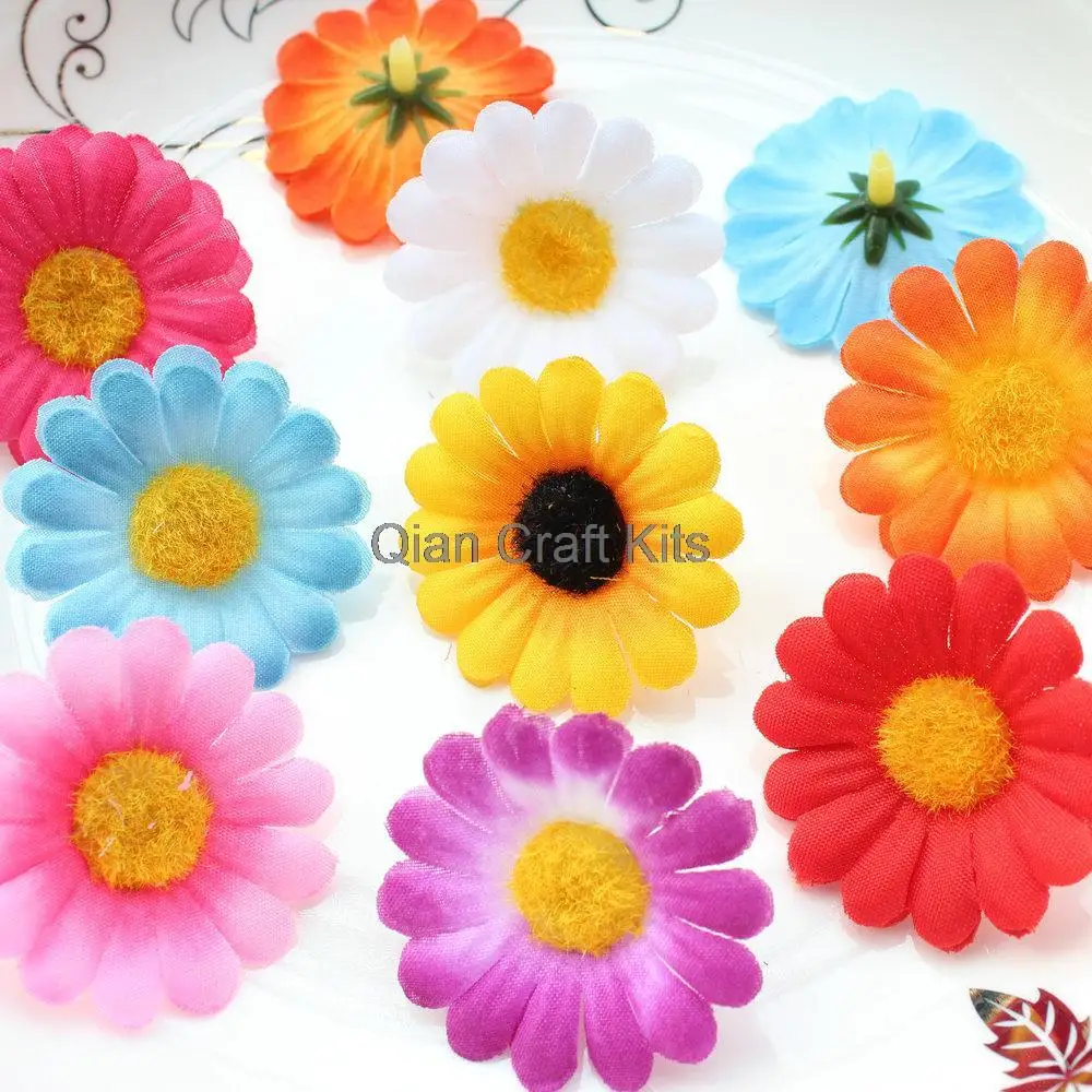 

250pcs Gerbera Daisy Heads - Artificial Silk Flower 1.5 inches 45mm Wholesale Lot for Bridal Wedding work, Make Hair clips, hats
