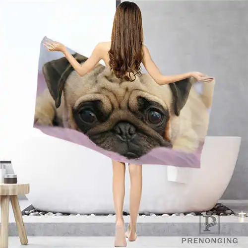 Пользовательские pug_puppy(2) тряпка для ванной комнаты Полотенца лицо Полотенца/ванна Полотенца душ Полотенца s Размеры 33x74 см/72x143 см#18-12-17-07-335
