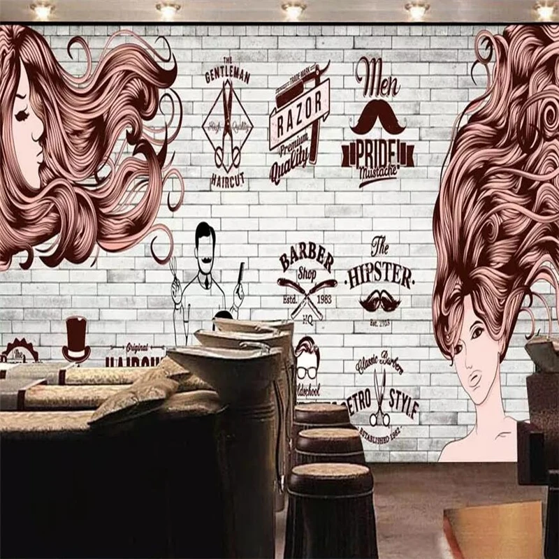 beibehang Custom wallpaper 3d photo mural European hair trend barber shop theme tooling wall papers home decor papel de parede |