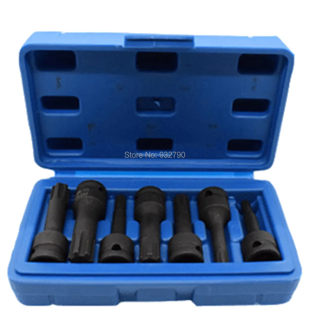 

7pcs 3/8" dr Impact Spline Sockets Bit Socket Set RT6 RT7 RT8 RT10 RT11 RT12 RT13 (RT6-RT13) Impact Socket Set Lentgh 60mm