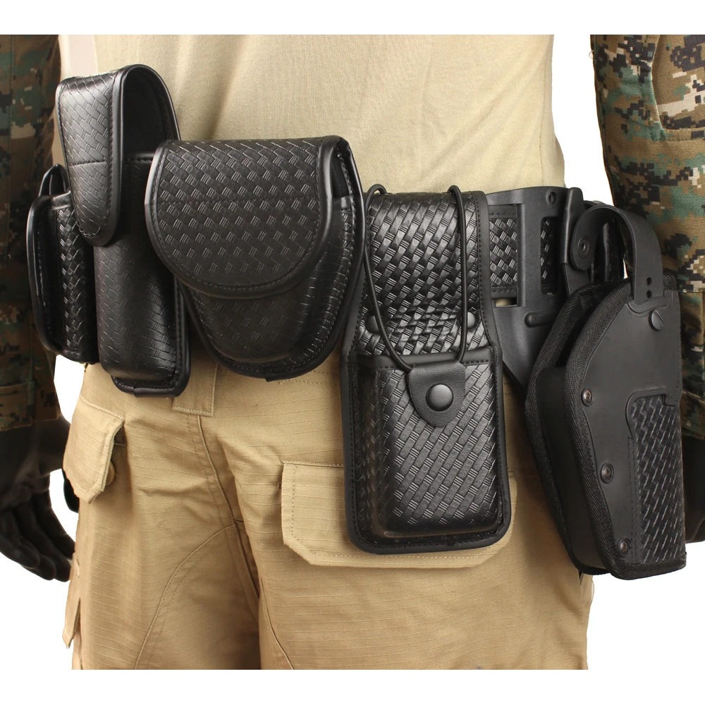 ROCOTACTICAL Police 10piece Duty Belt Rig Kit Includes Duty Belt Handcuff Case Radio Holder Belt Keepers MK4 Pouch Basketweave