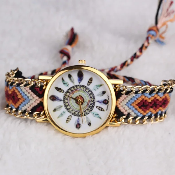 Часы Relojes GENEVA женские наручные часы ручной работы с плетеным браслетом кварцевые