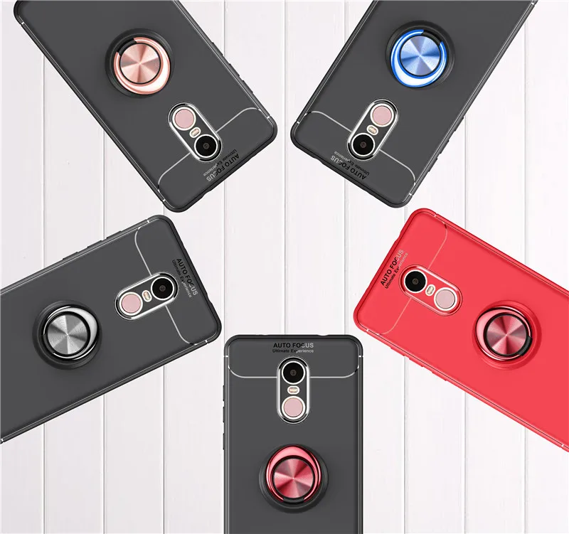KAXOE Multifunction Car Magnetic Holder Soft TPU Phone Case Cover Suction Ring Bracket for Xiaomi Redmi Note 4/Note 4X |