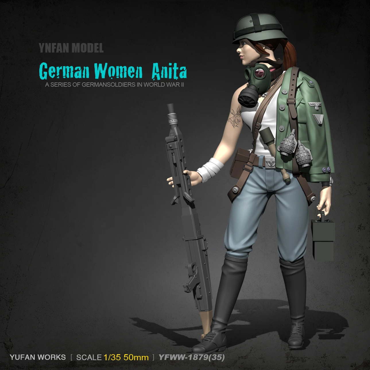 YuFan модель 1/35 Смола Наборы женский пулеметчик Смола Солдат YFWW35-1879