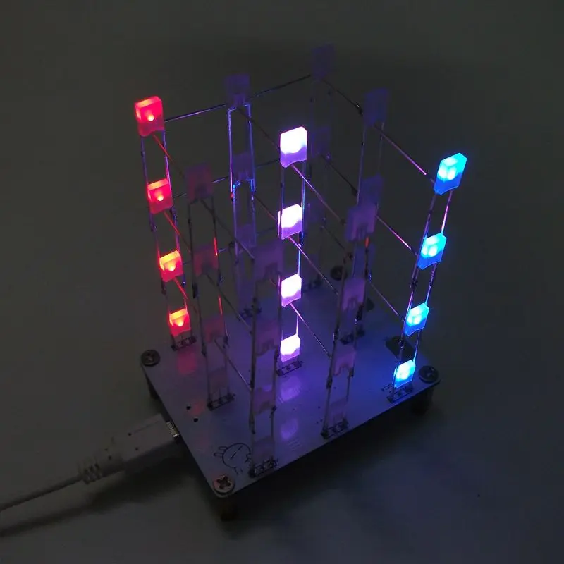 DIY Электронный набор сенсорного управления 3x3x4 куб разноцветный светодиодный
