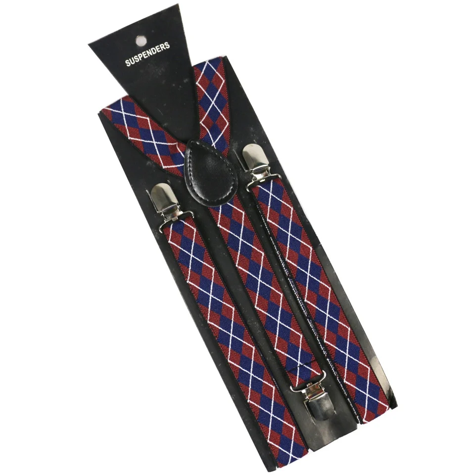 Новинка 2019 модные красные пледы регулируемые подтяжки для мужчин и женщин зажимы