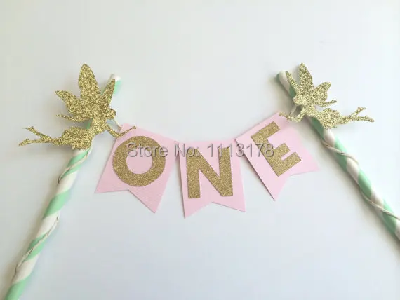 Сказочный розовый золотой и мятный баннер для выпечки тортов. Украшение торта на