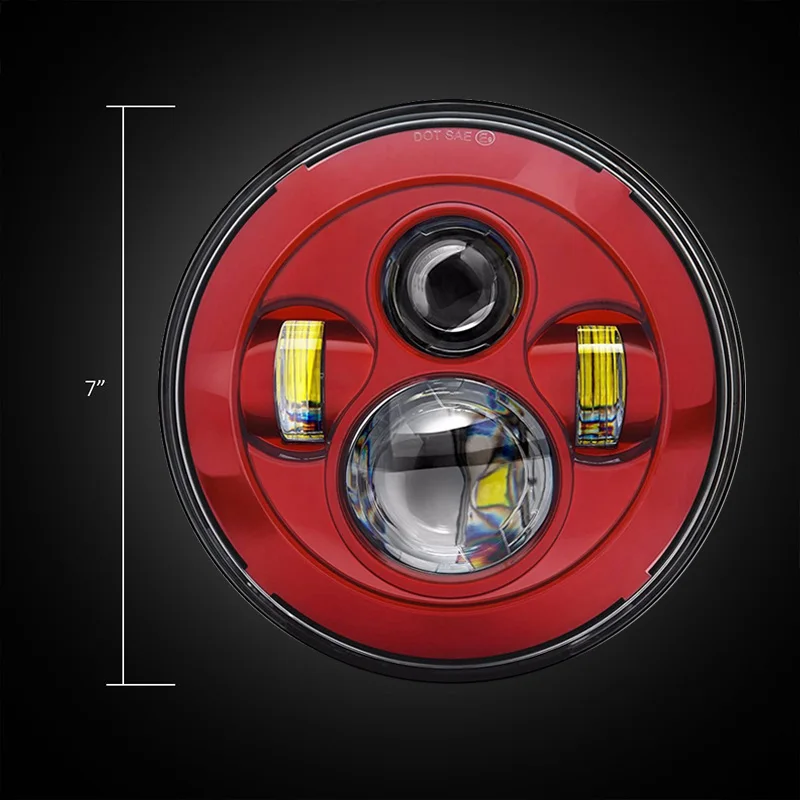 1 шт. красный 7-дюймовый 40 Вт фара мотоциклетный светодиодный налобный фонарь 7