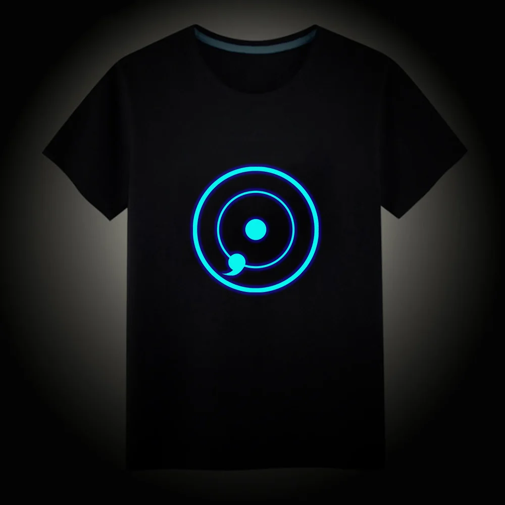 Новинка 2019 светящиеся Детские футболки Наруто сасуке Шаринган флуоресцентная