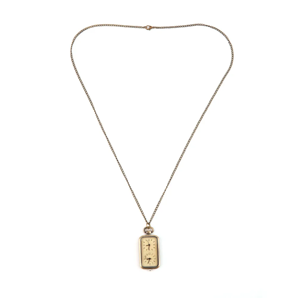 Fashion Antique Bronze Dual-clock Creative Pocket Quartz Fob Watch With Sweater Necklace Chain 2019 Valentine Gifts | Наручные часы