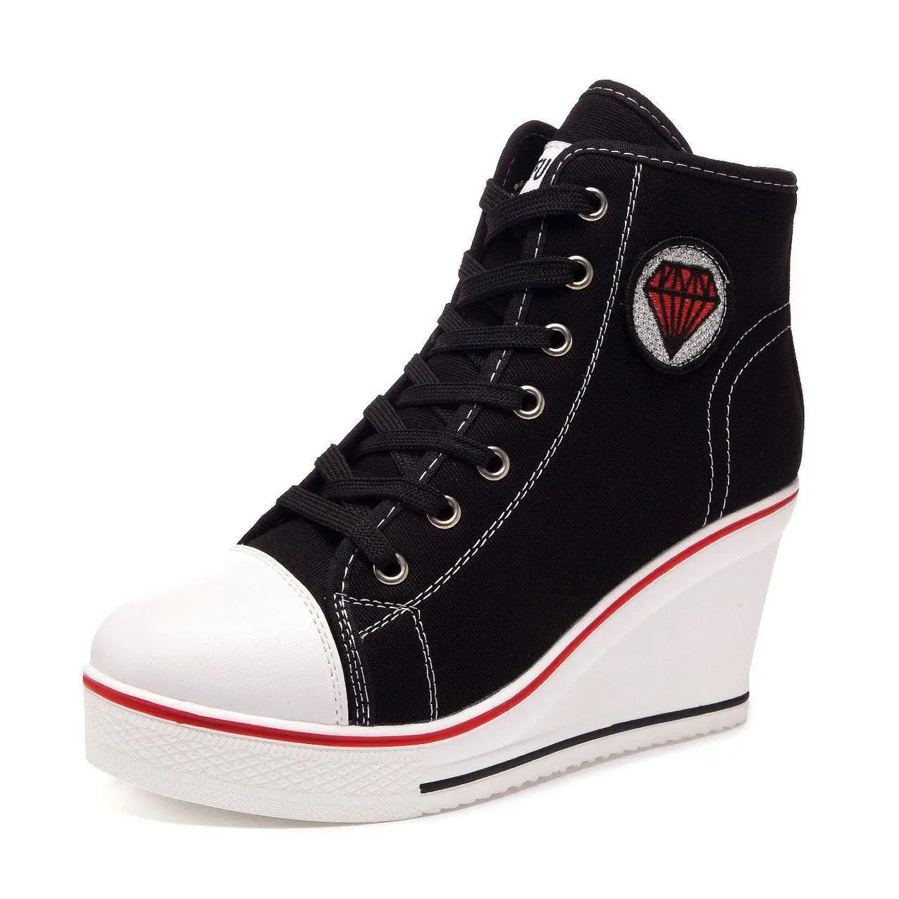 Новинка стильная парусиновая обувь для отдыха на танкетке женская высоком