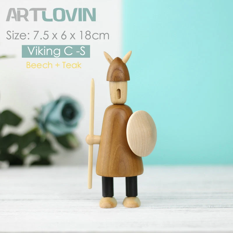 Viking C Small Деревянные фигурки животных в скандинавском стиле, фигурки медведя/собаки/птицы/обезьяны, домашний декор, украшения, игрушки для мальчиков и хобби - Цвет: Viking C Small