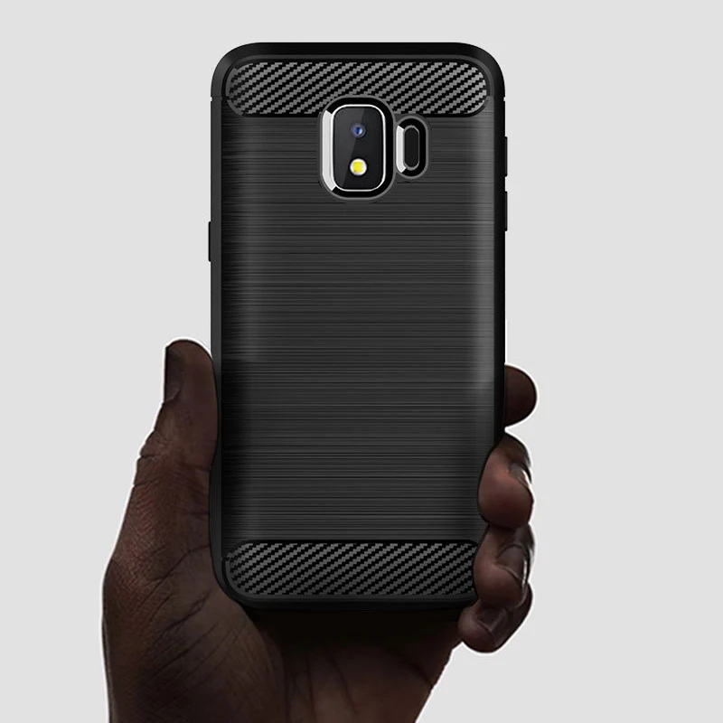 Armor Case For Galaxy J2 Core 2018 Brushed Carbon Fiber Texture Soft Silicone Phone Back Cover SAMSUNG Pure Fundas |
